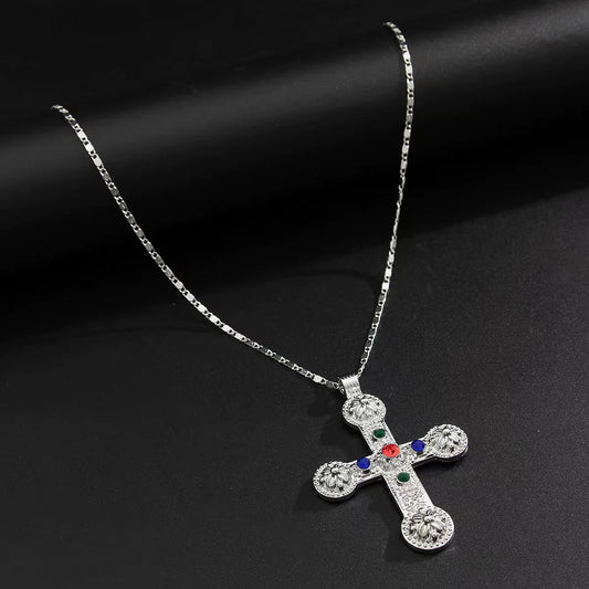 Twin Cross Pearl Necklace