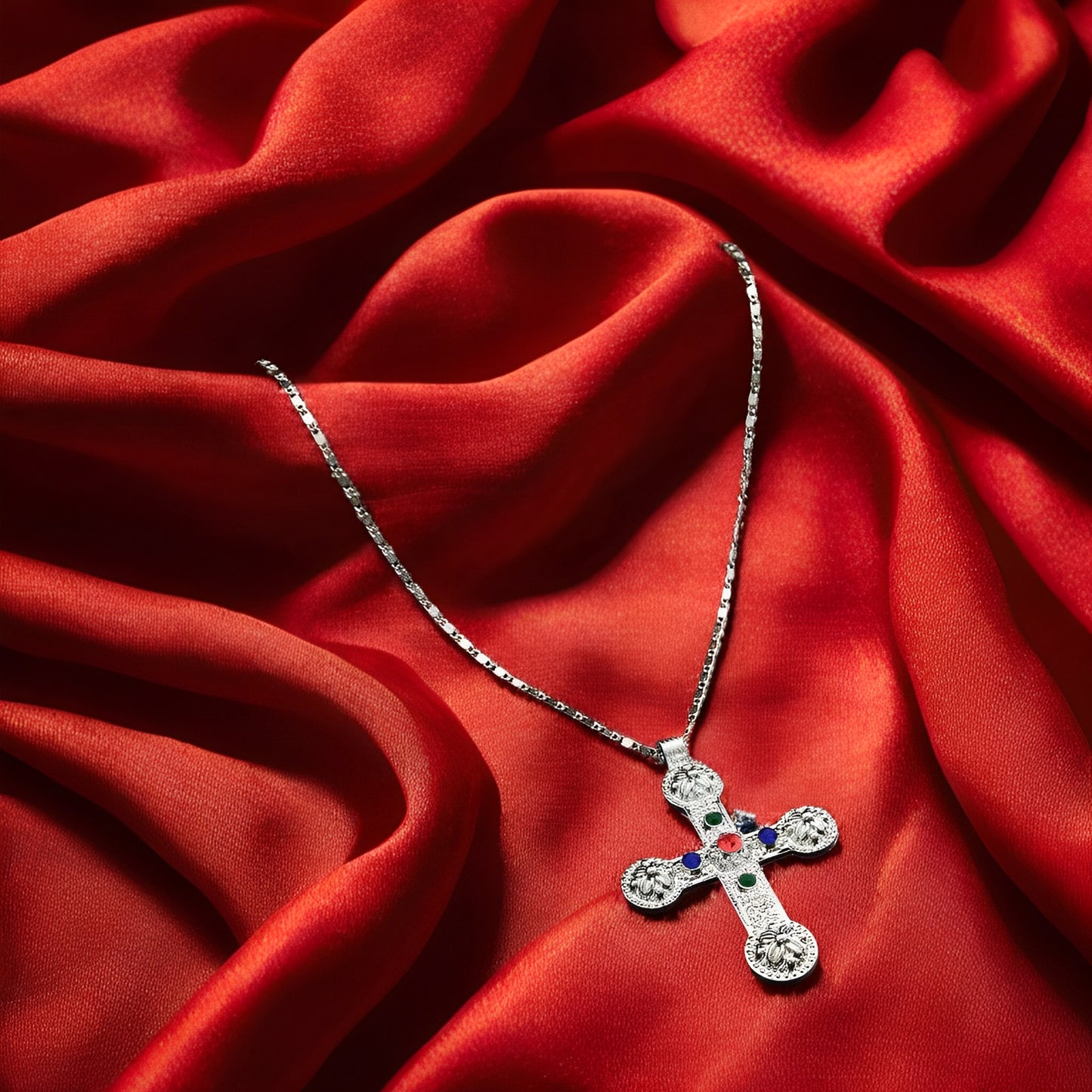 Twin Cross Pearl Necklace