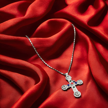Twin Cross Pearl Necklace